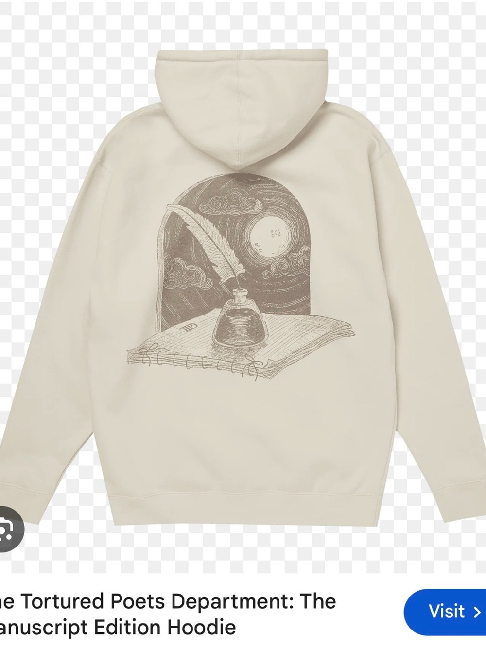 Taylor Swift Cream Hoodie The Tortured Poets Department manuscript edition